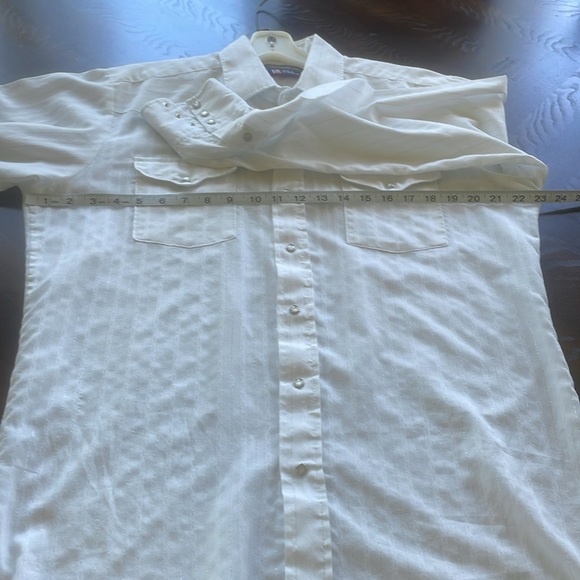 Panhandle Slim Pearl Snap Long Sleeve White With Silver Threading Size 16-35 - Picture 10 of 13